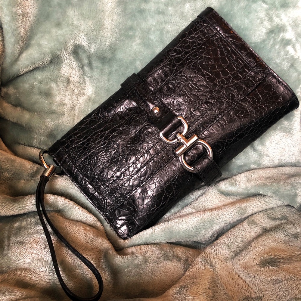 Talbots Black Leather Envelope Clutch - NWOT